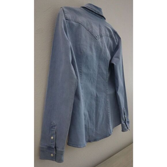 True Religion 207151R Women’s Sz M Blue Western Button-Up L/S Denim Shirt - Picture 3 of 11
